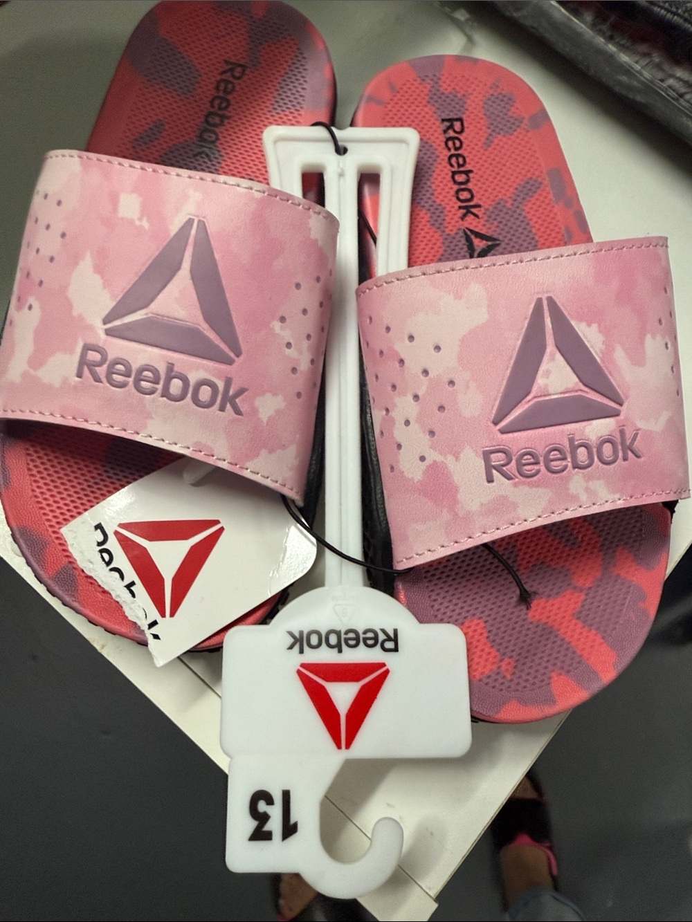 Reebok Kids Pink Camo Slide Sandals